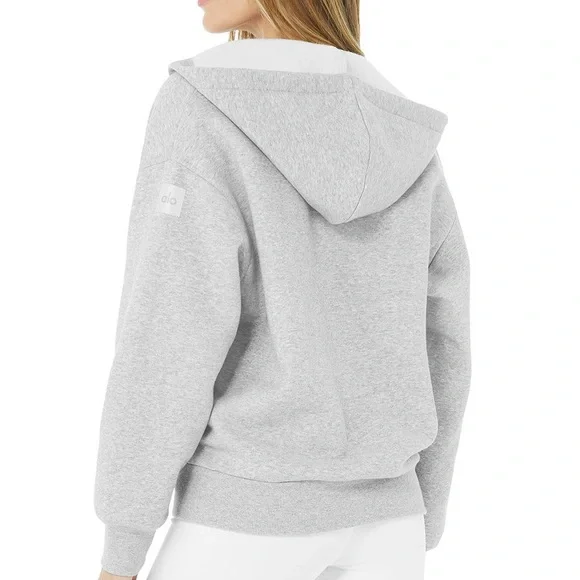 alo gray hype full zip hoodie sz small - Picture 2 of 6